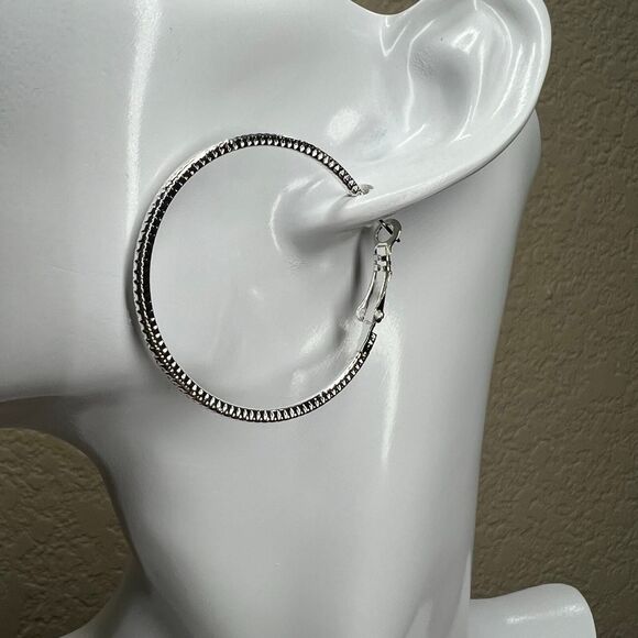Earrings Silver color deco Design Hoop Trendy Deco 3 Earrings set pinup chicano - Picture 11 of 14